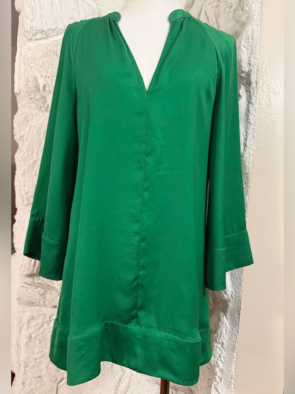 Zara Emerald Green V-Neck Long Sleeve Tunic